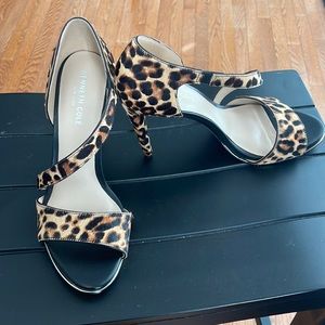 Kenneth Cole fur calf / calf hair leopard print sandal